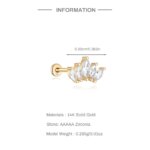 CANNER 1PC 14K Pure Gold Horse Eye Butterfly Stud Earring