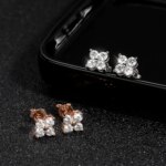 KNOBSPIN D VVS1 Round Moissanite Stud Earrings – 4 Stones, s925 Silver, GRA-sertifisert