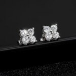 KNOBSPIN D VVS1 Round Moissanite Stud Earrings – 4 Stones, s925 Silver, GRA-sertifisert