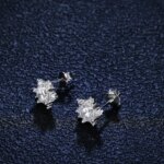 QUKE Real Moissanite Diamond Star Stud Earrings 0.5ct D Color VVS1 Pure 925 Sterling Silver