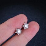 QUKE Real Moissanite Diamond Star Stud Earrings 0.5ct D Color VVS1 Pure 925 Sterling Silver