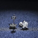 QUKE Real Moissanite Diamond Star Stud Earrings 0.5ct D Color VVS1 Pure 925 Sterling Silver