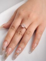 Potiy 2ct Octagon Rose Cut Morganite Pink Cubic Zirconia Solitaire Ring, 925 Sterling Silver
