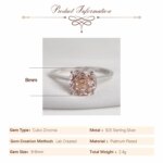 Potiy 2ct Octagon Rose Cut Morganite Pink Cubic Zirconia Solitaire Ring, 925 Sterling Silver