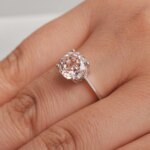 Potiy 2ct Octagon Rose Cut Morganite Pink Cubic Zirconia Solitaire Ring, 925 Sterling Silver