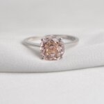 Potiy 2ct Octagon Rose Cut Morganite Pink Cubic Zirconia Solitaire Ring, 925 Sterling Silver