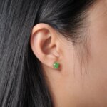 Potiy 2 ct Cubic Zirconia Øredobber – Fireworks Cut, Grønn Solitaire, 925 Sølv