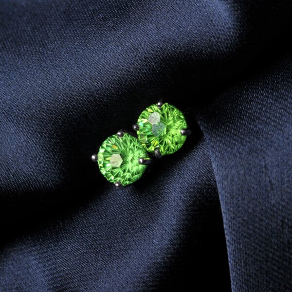 Potiy 2 ct Cubic Zirconia Øredobber – Fireworks Cut, Grønn Solitaire, 925 Sølv