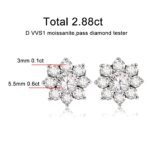 KNOBSPIN Moissanite Øredobber – D Farge VVS1, 925 Sølv belagt med 18K Hvitt Gull