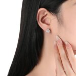 KNOBSPIN Moissanite Øredobber – D Farge VVS1, 925 Sølv belagt med 18K Hvitt Gull