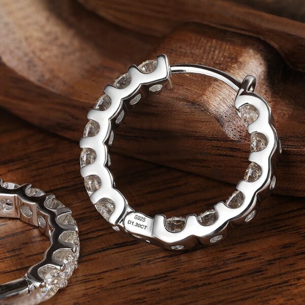 KNOBSPIN 2.6ct D Color Moissanite Earring 925 Sterling Sliver Plated White Gold Hoop Earring
