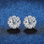 KNOBSPIN 2 ct Moissanite Øredobber – 925 Sølv, 18K Hvitt Gullbelagt, Skrufeste,