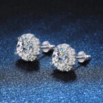 KNOBSPIN 2 ct Moissanite Øredobber – 925 Sølv, 18K Hvitt Gullbelagt, Skrufeste,