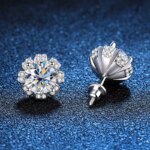 KNOBSPIN 2 ct Moissanite Øredobber – 925 Sølv, 18K Hvitt Gullbelagt, Skrufeste,