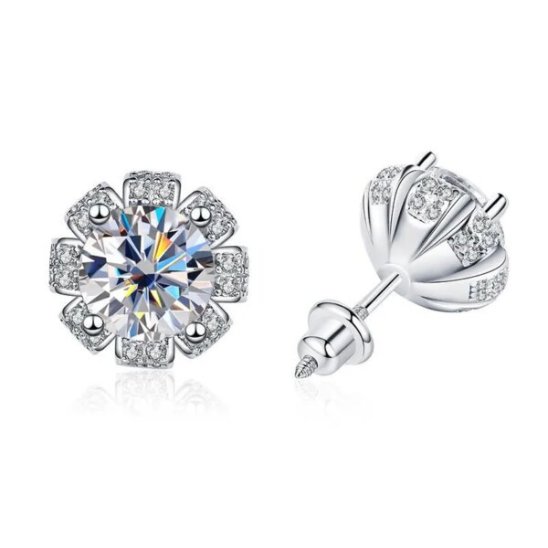 KNOBSPIN 2 ct Moissanite Øredobber – 925 Sølv, 18K Hvitt Gullbelagt, Skrufeste,