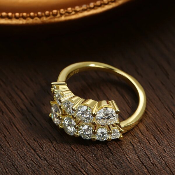 KNOBSPIN Moissanite Ring – D Farge VVS1, GRA-sertifisert, 925 Sølv belagt med 18K Gull