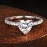KNOBSPIN Hjerteformet Moissanite Forlovelsesring 1–2 ct, D Farge VVS1, 925 Sølv med 18K Hvitt Gull