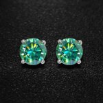 KNOBSPIN D Color Moissanite Earring S925 Sterling Sliver Plated with 18k White Gold Earring