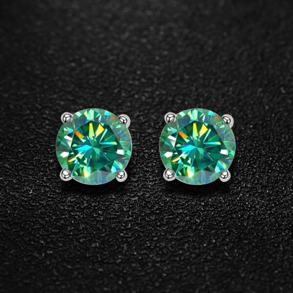 KNOBSPIN D Color Moissanite Earring S925 Sterling Sliver Plated with 18k White Gold Earring
