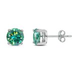 KNOBSPIN D Color Moissanite Earring S925 Sterling Sliver Plated with 18k White Gold Earring
