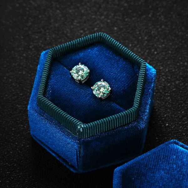 KNOBSPIN D Color Moissanite Earring S925 Sterling Sliver Plated with 18k White Gold Earring