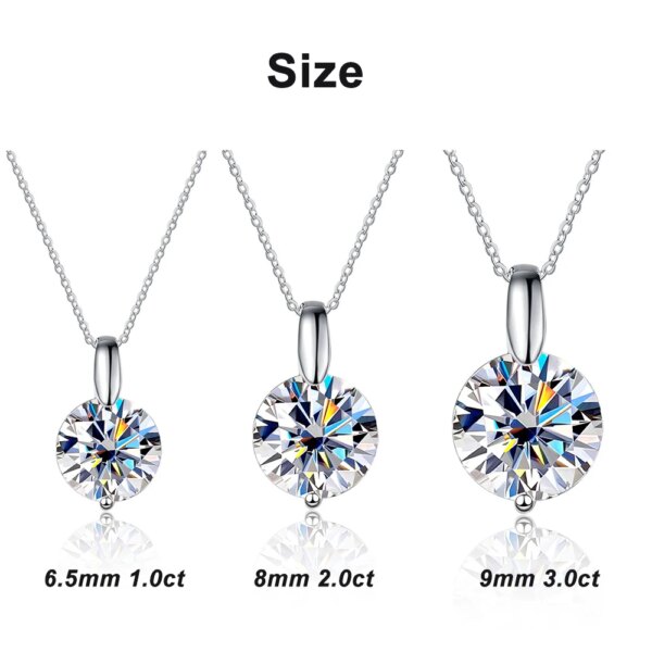 KNOBSPIN Moissanite Halskjede 1–3 ct D VVS1, GRA-sertifisert, 925 Sterling Sølv, 18K Gullbelagt