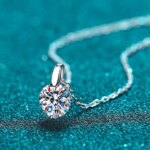 KNOBSPIN Moissanite Halskjede 1–3 ct D VVS1, GRA-sertifisert, 925 Sterling Sølv, 18K Gullbelagt