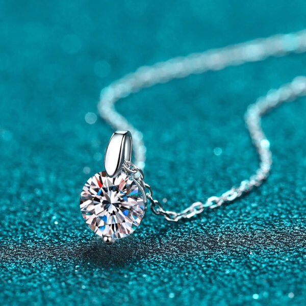 KNOBSPIN Moissanite Halskjede 1–3 ct D VVS1, GRA-sertifisert, 925 Sterling Sølv, 18K Gullbelagt