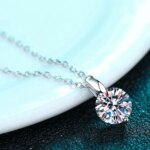 KNOBSPIN Moissanite Halskjede 1–3 ct D VVS1, GRA-sertifisert, 925 Sterling Sølv, 18K Gullbelagt