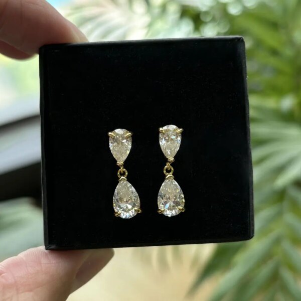 KNOBSPIN D VVS1 Dråpe Moissanite Øredobber 925 Sølv 18K Gull
