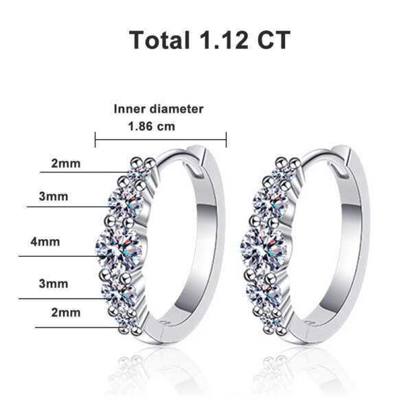 KNOBSPIN D VVS1 Moissanite Hoop Øredobber 925 Sølv 18K Gull