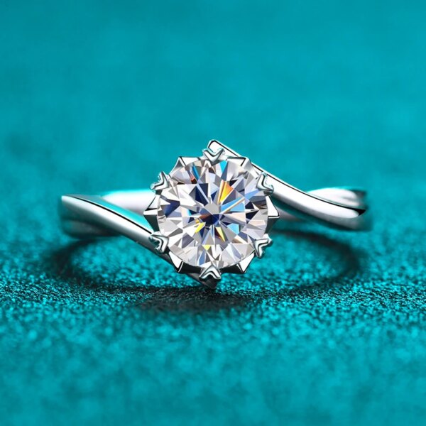 KNOBSPIN 1ct Moissanite Ring 925 Sølv 18K Gull