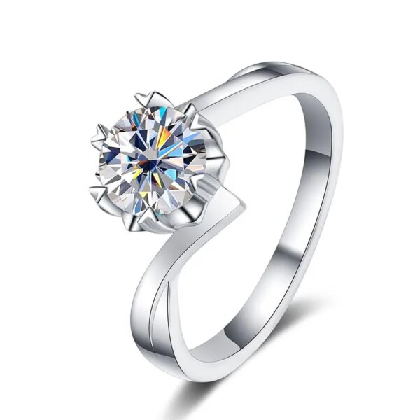 KNOBSPIN 1ct Moissanite Ring 925 Sølv 18K Gull