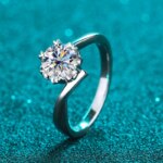 KNOBSPIN 1ct Moissanite Ring 925 Sølv 18K Gull