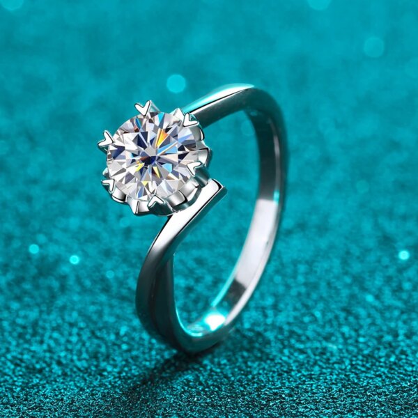 KNOBSPIN 1ct Moissanite Ring 925 Sølv 18K Gull