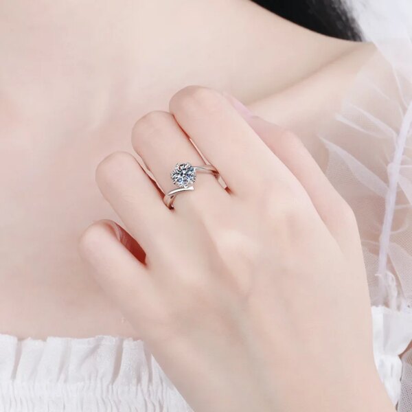 KNOBSPIN 1ct Moissanite Ring 925 Sølv 18K Gull