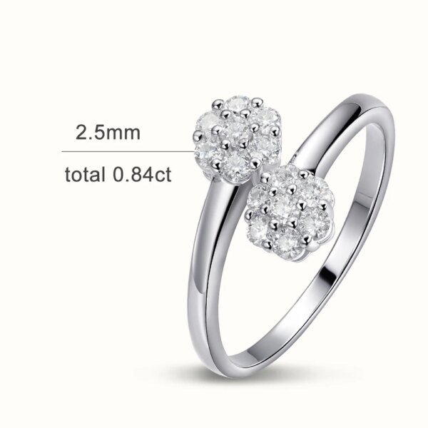 KNOBSPIN 2.5mm Blomst Moissanite Ring 925 Sølv