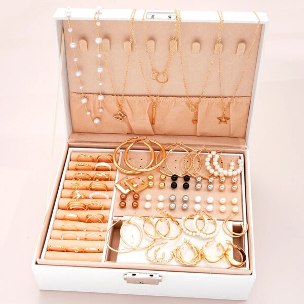 87 Pcs/Set Boho Vintage Elegant Pearl Zircon Butterfly Pendant Earrings Ring Necklace