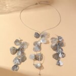 3PC Beautiful and Elegant Ginkgo Leaf Pendant Earrings Necklace Women's Set