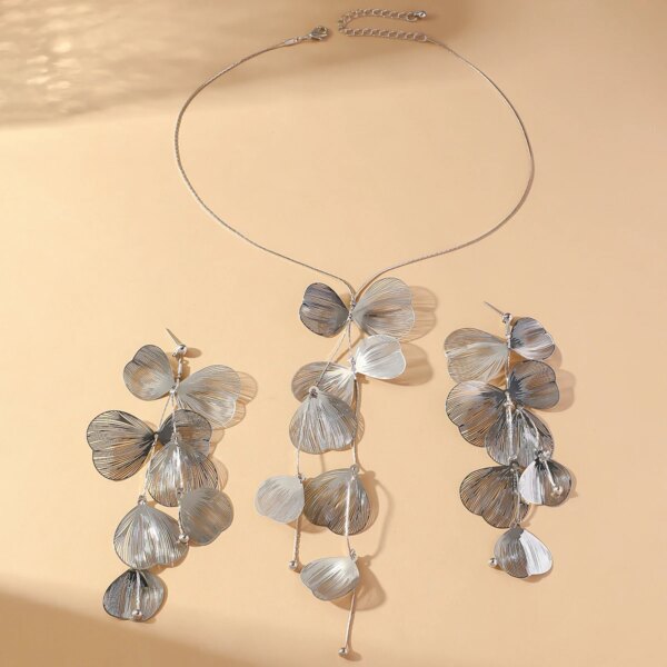 3PC Beautiful and Elegant Ginkgo Leaf Pendant Earrings Necklace Women's Set