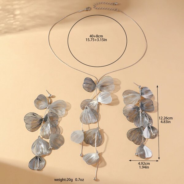 3PC Beautiful and Elegant Ginkgo Leaf Pendant Earrings Necklace Women's Set