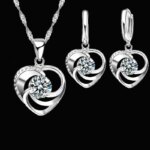 925 Sterling Silver Stamped Necklace Earrings Set