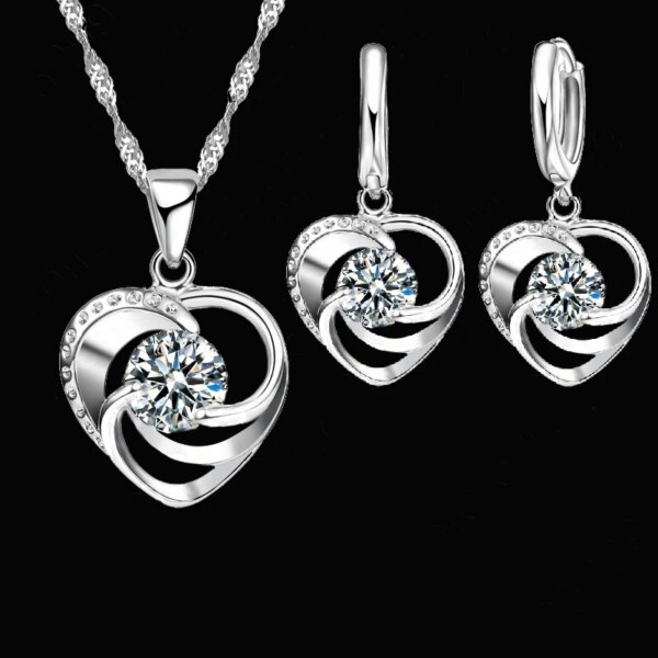 925 Sterling Silver Stamped Necklace Earrings Set