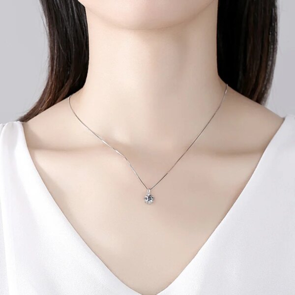 1.0CT Moissanite Halskjede – Roségullbelagt 925 Sølv