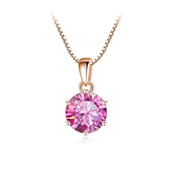 1.0CT Moissanite Halskjede – Roségullbelagt 925 Sølv