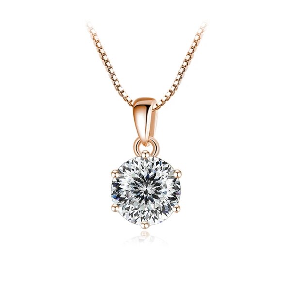 1.0CT Moissanite Halskjede – Roségullbelagt 925 Sølv