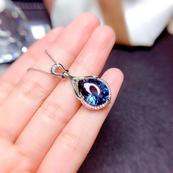 925 Sterling Silver Blue Cubic Zirconia Necklace