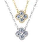 Moissanite Smykkesett – Firkløver Halskjede & Armbånd, 925 Sølv