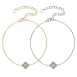 Moissanite Smykkesett – Firkløver Halskjede & Armbånd, 925 Sølv