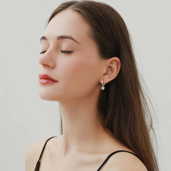 GRA Moissanite Flower Hoop Earrings – 925 Silver